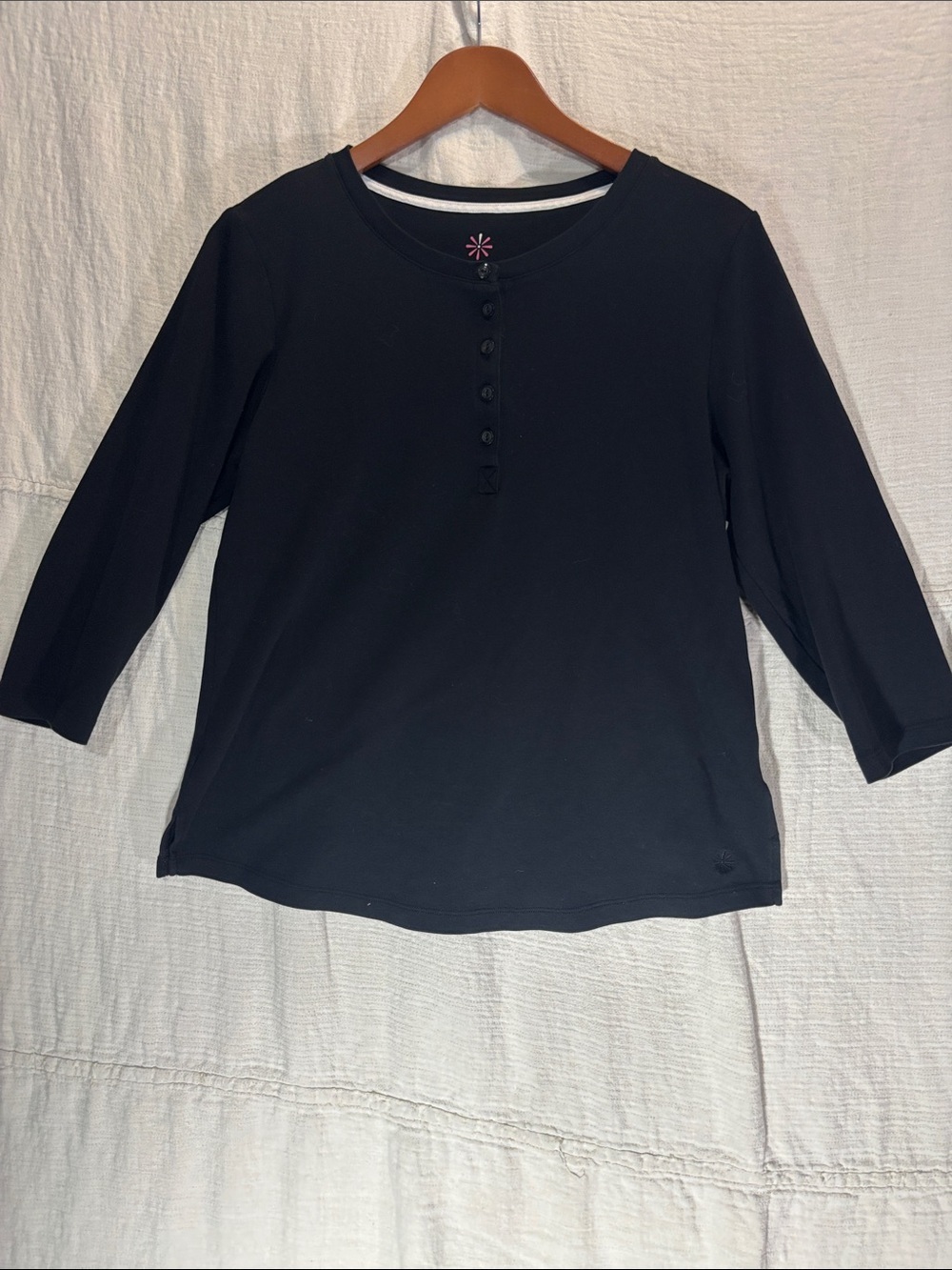 Issac Mizrahi Live Essentials Women's Black Long Sleeve Tee 100% Cotton 80% Pima